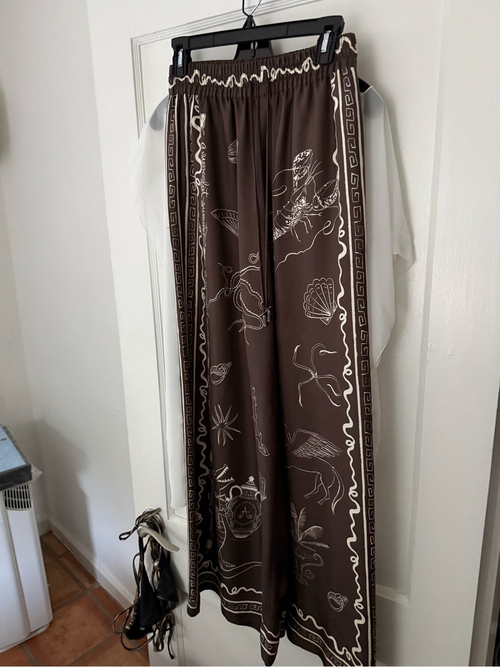 Alemais Brown Wide-Leg Printed Palazzo Pants